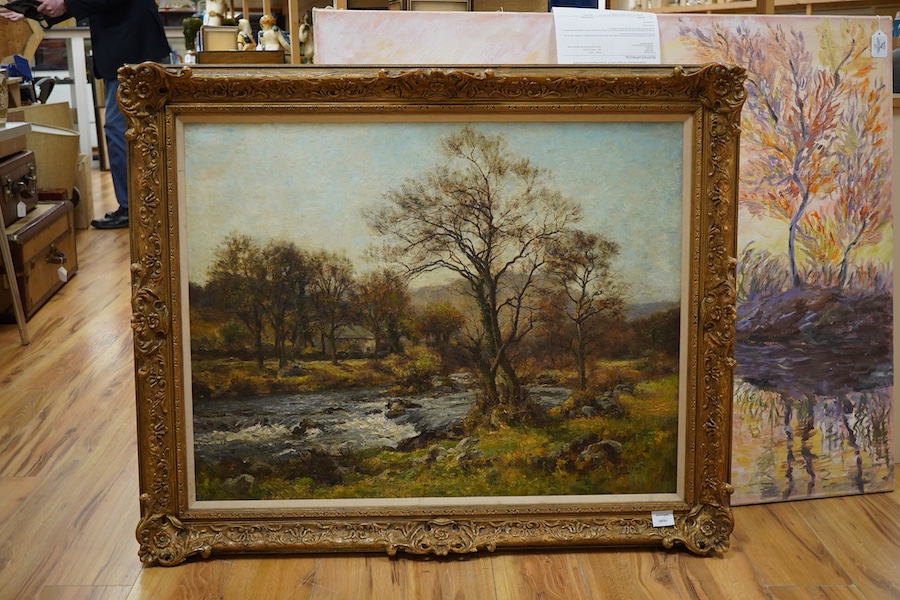 Richard Somerset (1848-1928), River landscape, signed, oil on canvas, 69 x 90cm